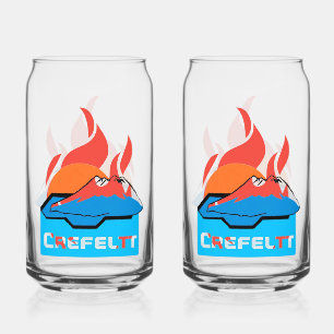 CREFELTT Volcanic Eruption & Sunset Retro Streetwe Can Glass