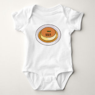 Creme caramel cartoon illustration baby bodysuit