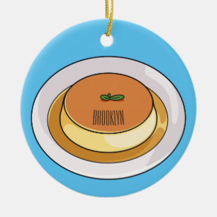 Creme caramel cartoon illustration ceramic ornament