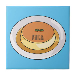 Creme caramel cartoon illustration ceramic tile