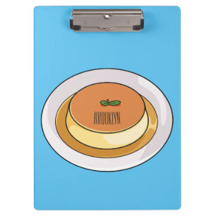 Creme caramel cartoon illustration clipboard