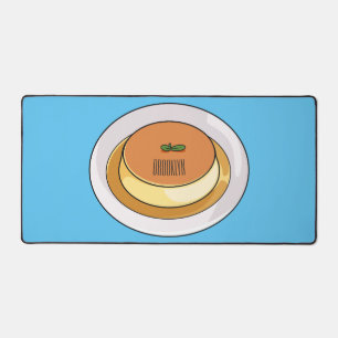 Creme caramel cartoon illustration desk mat