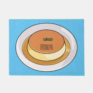 Creme caramel cartoon illustration doormat