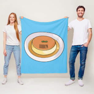 Creme caramel cartoon illustration fleece blanket