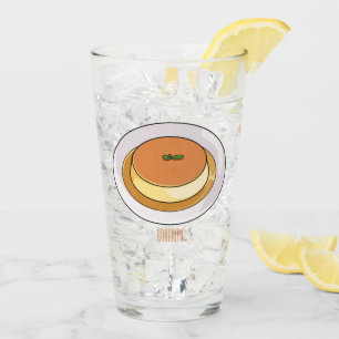 Creme caramel cartoon illustration  glass