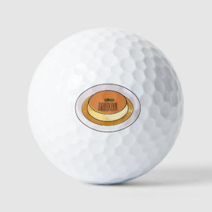 Creme caramel cartoon illustration   golf balls