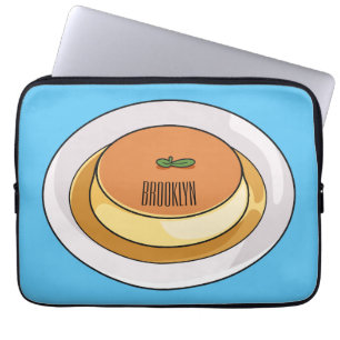 Creme caramel cartoon illustration  laptop sleeve