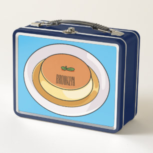 Creme caramel cartoon illustration metal lunch box