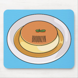 Creme caramel cartoon illustration mouse pad