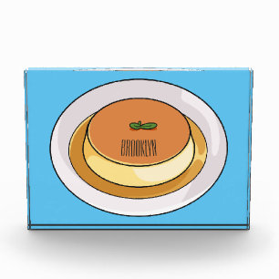 Creme caramel cartoon illustration  photo block