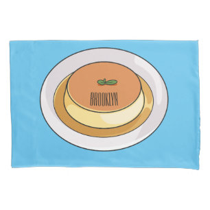 Creme caramel cartoon illustration pillowcase