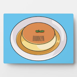 Creme caramel cartoon illustration  plaque