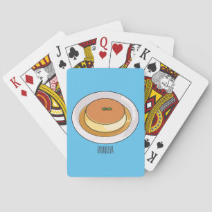 Creme caramel cartoon illustration playing cards