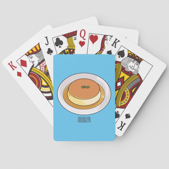 Creme caramel cartoon illustration   playing cards (Back)