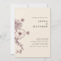 creme floral elegant wedding invitation