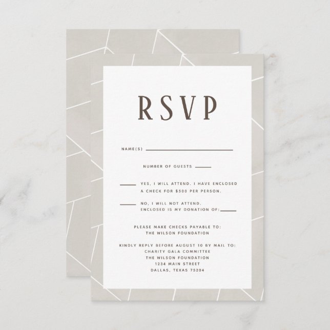 Creme Geometric Gala RSVP Card (Front/Back)