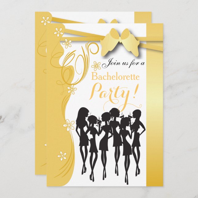 Creme Golden Yellow Party Girl Events Invitation (Front/Back)