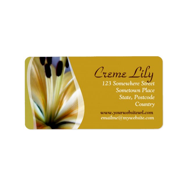 Creme Lily Flower Address Label (Front)