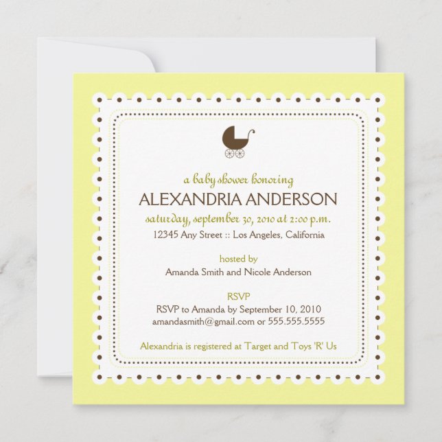 (Creme) Precious Custom Baby Shower Invitation (Front)