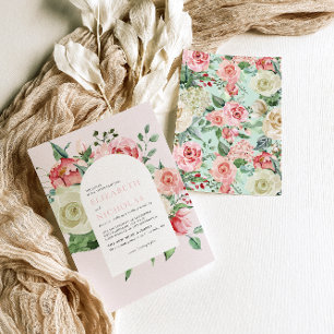 Crème & Rose   Romantic Spring Florals Wedding Invitation