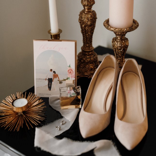 Crème & Rose | Romantic Spring Florals Wedding Thank You Card (Creator Uploaded)