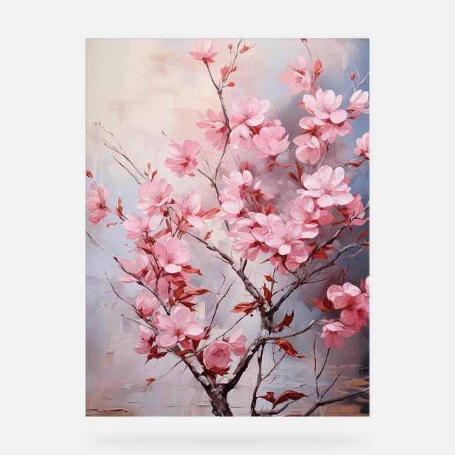 Crepe Myrtle - Impasto Floral Acrylic Sign (Front)
