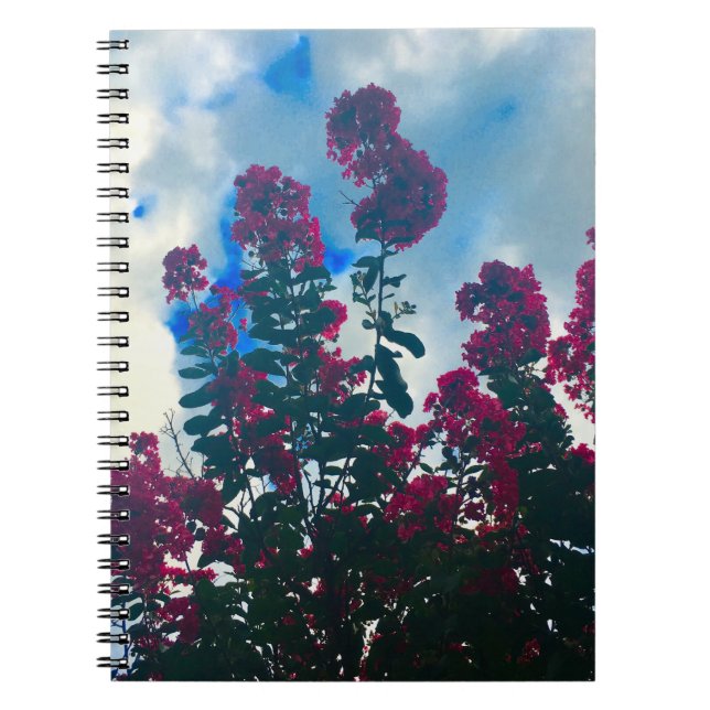 crepe myrtle on a cloudy day notebook (Front)