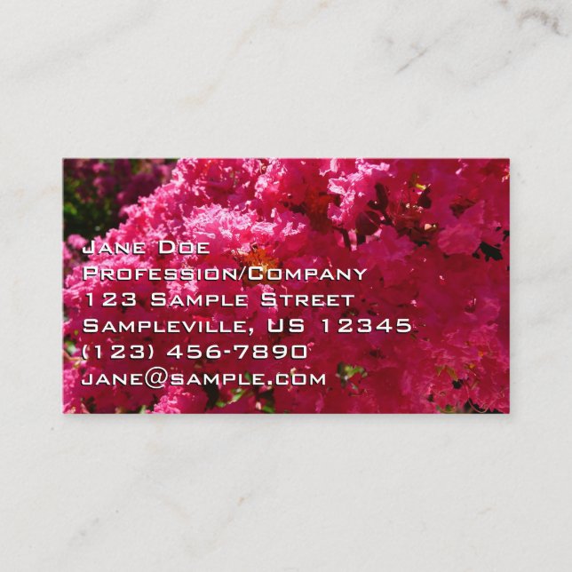 Crepe Myrtle Tree Magenta Floral Business Card (Front)