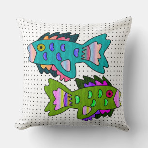 Crepe Paper Fish on Polka Dots Cushion