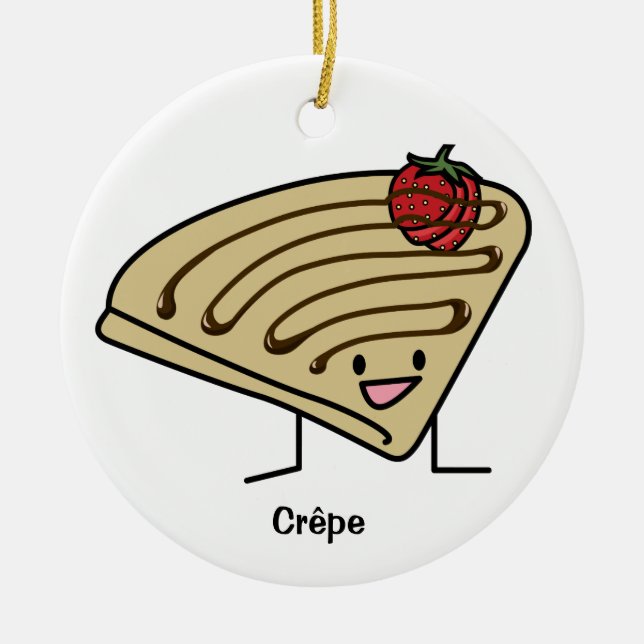 Crepe pasty Strawberry dessert chocolate French Ceramic Ornament (Front)