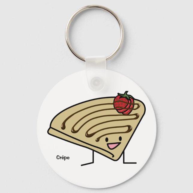 Crepe pasty Strawberry dessert chocolate French Key Ring (Front)