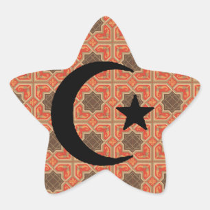 Crescent and Star with Persian Tile Background Sticker