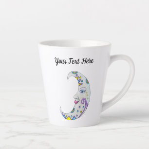 Crescent Colourful Moon Pretty Face Blue Eyes Latte Mug