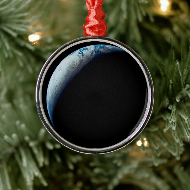 Crescent Earth Taken From The Apollo 4 Mission. 2 Metal Ornament (Tree)
