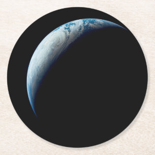 Crescent Earth Taken From The Apollo 4 Mission. 2 Round Paper Coaster