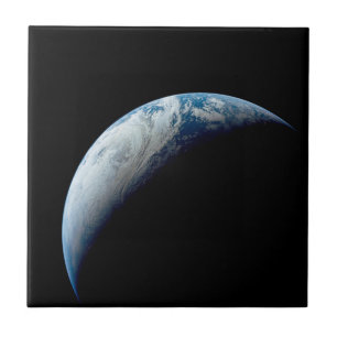 Crescent Earth Taken From The Apollo 4 Mission. Ceramic Tile