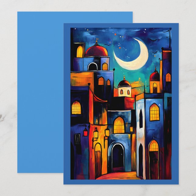 Crescent Glow | Ramadan Geometric Mosques Invitation (Front/Back)