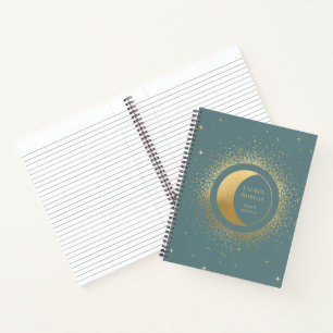 Crescent Gold Moon Personalised Monogram Notebook