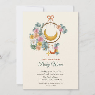Crescent Hoop Mobile Boho Baby Shower Invitation