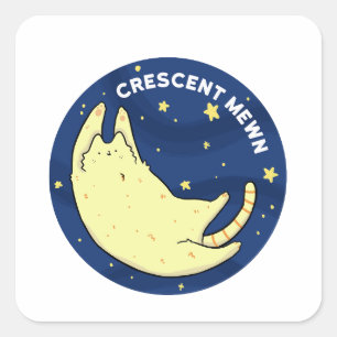 Crescent Mewn Cat and Moon Pun Pun Sticker