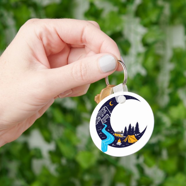 Crescent Moon Adventure Camping Key Ring (Hand)