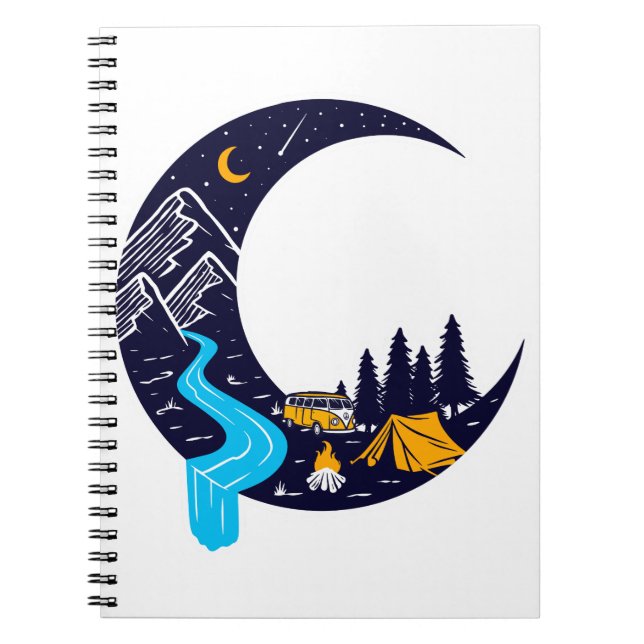 Crescent Moon Adventure Camping Notebook (Front)
