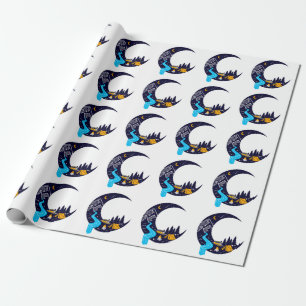Crescent Moon Adventure Camping Wrapping Paper