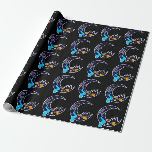 Crescent Moon Adventure Camping Wrapping Paper
