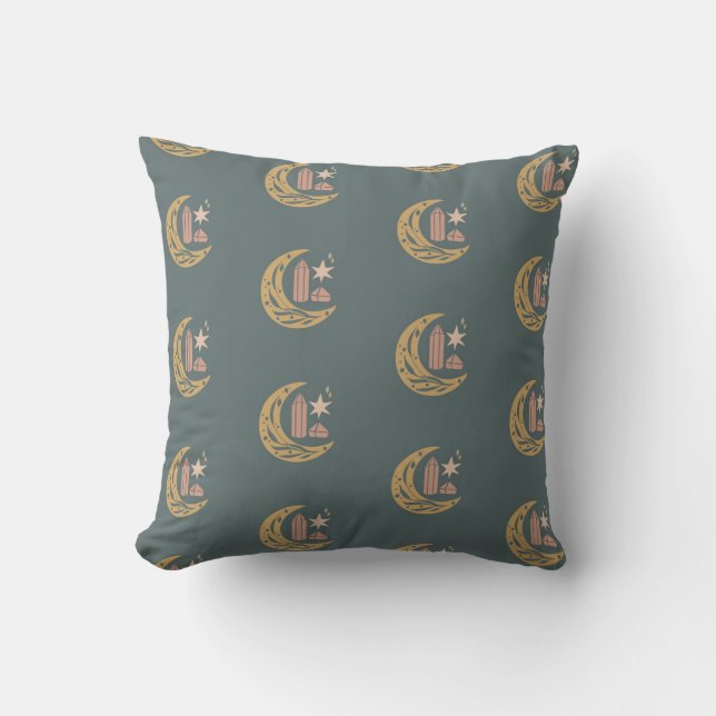 Crescent Moon and Crystal Pattern Cushion (Front)