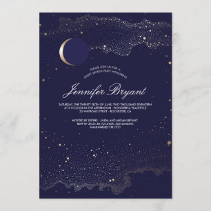 Crescent Moon and Night Stars Sweet 16 Invitation
