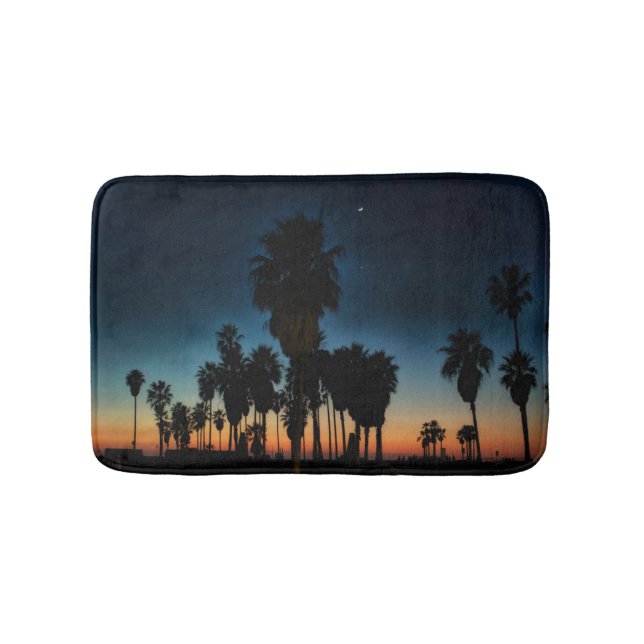 Crescent Moon And One Star On Sunset Bath Mat (Front)