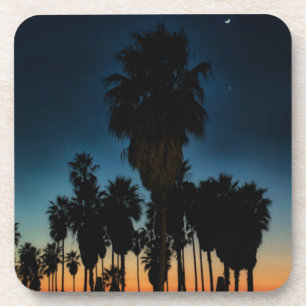 Crescent Moon And One Star On Sunset Coaster