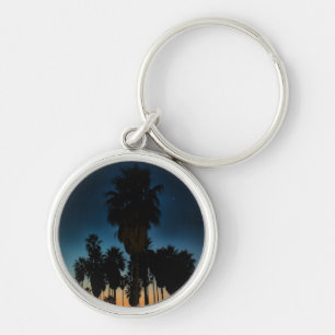 Crescent Moon And One Star On Sunset Key Ring