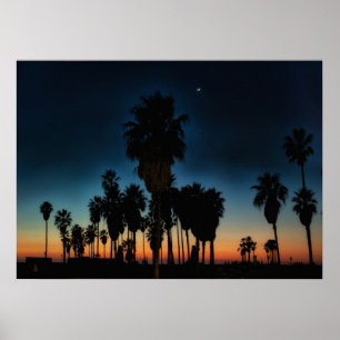 Crescent Moon And One Star On Sunset Poster